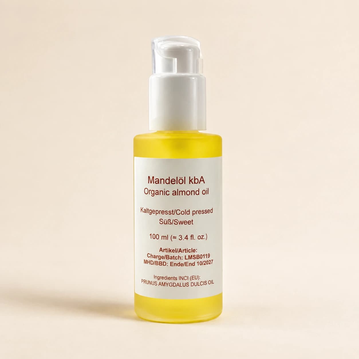 Økologisk mandelolie, koldpresset, 100 ml